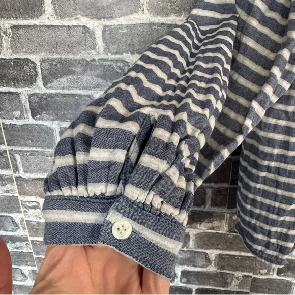 Emerson Fry FRANCES BLOUSE BLUE IVORY SAILOR STRIPE shirt top button front - Picture 5 of 11